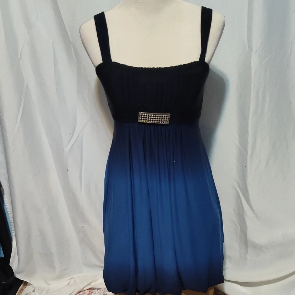 black blue ombre dress Blue One-Shoulder Midi Dress in Ombre Pleated fabric L main image 1